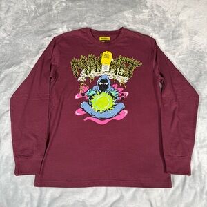 Market Smiley Wizard Graphic T Shirt Mens Medium Long Sleeve Burgundy NEW